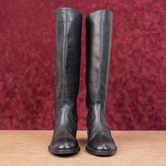 JCrew Harper Vintage Y2K Dark Brown Leather Riding Equestrian Zip Tall Boots 5.5 - Picture 4 of 10